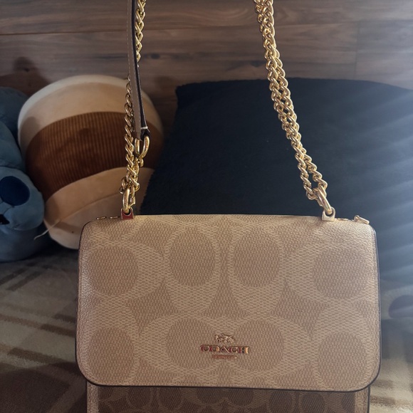 Coach Tan and Gold Crossbody Bag